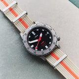 Premium Ribbed Fabric Watch Strap - Cream & Orange