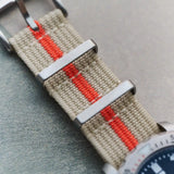 Premium Ribbed Fabric Watch Strap - Cream & Orange