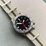 Premium Ribbed Fabric Watch Strap - Cream & Army Green