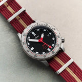 Premium Ribbed Fabric Watch Strap - Burgundy & Khaki