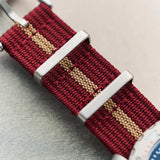 Premium Ribbed Fabric Watch Strap - Burgundy & Khaki