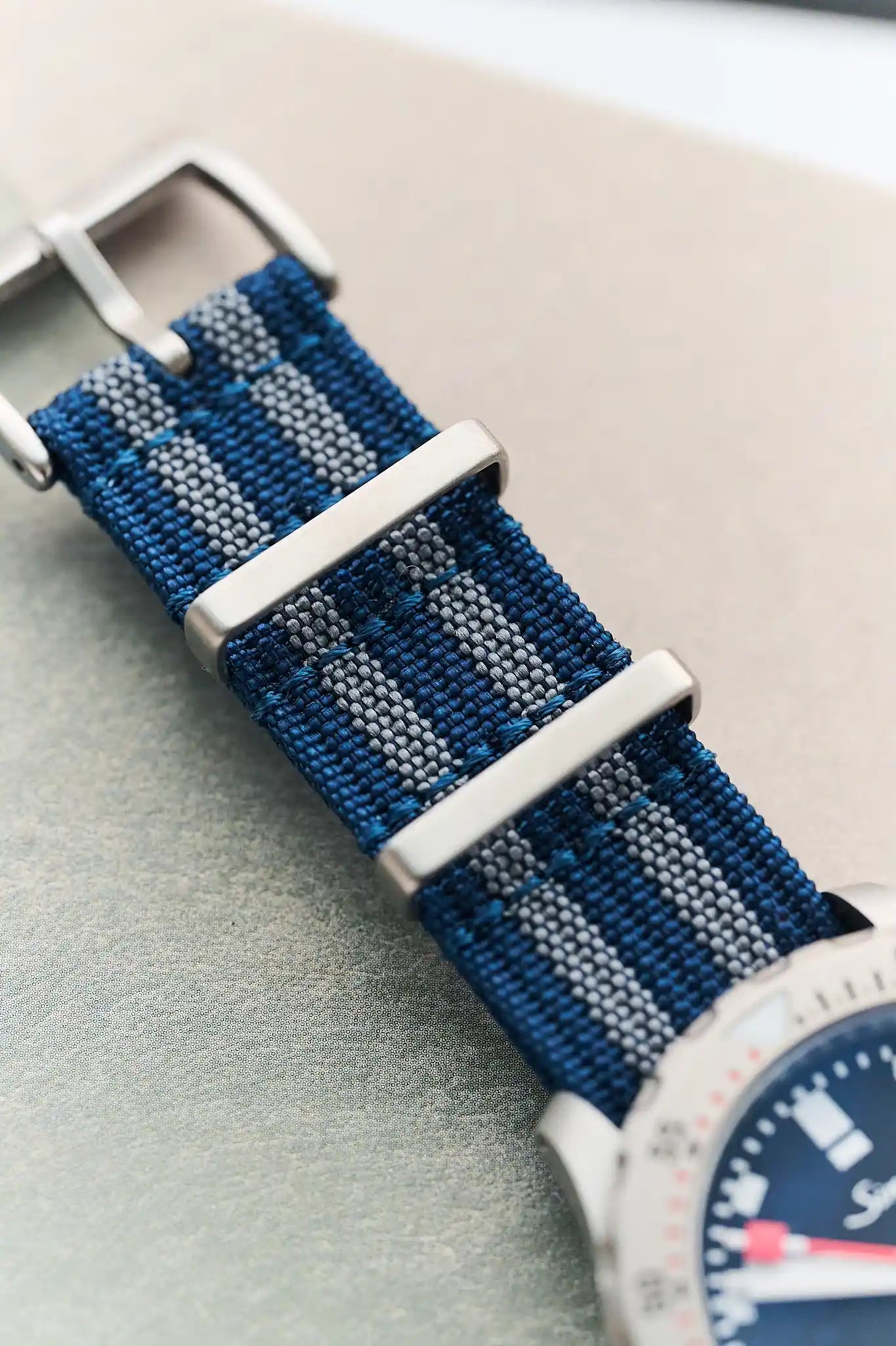 Sample Watch Ribbon Premium Ribbed Fabric Watch Strap - Navy & Blue Bond – The Strap Tailor