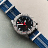 Premium Ribbed Fabric Watch Strap - Navy & Blue Pinstripe