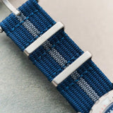 Premium Ribbed Fabric Watch Strap - Navy & Blue Pinstripe