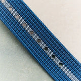 Premium Ribbed Fabric Watch Strap - Navy & Blue Pinstripe