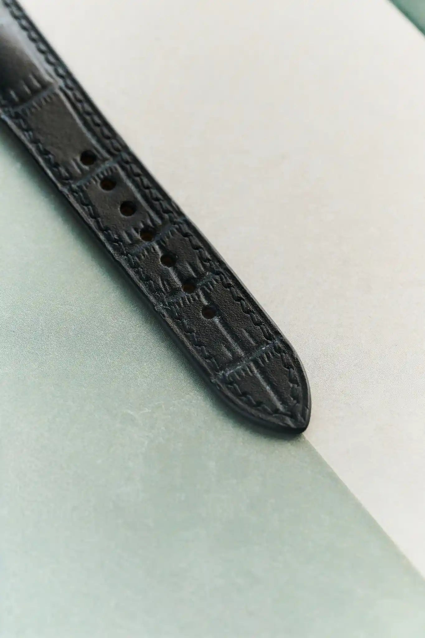 Embossed Crocodile Watch Strap - Black - RTW - The Strap Tailor