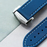 Stitched AquaFlex Rubber Deployant Strap - Blue