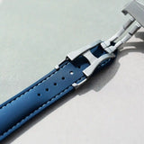 Stitched AquaFlex Rubber Deployant Strap - Blue
