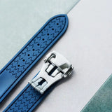 Stitched AquaFlex Rubber Deployant Strap - Blue