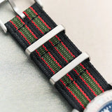 Premium Ribbed Fabric Watch Strap - Bond Green & Red