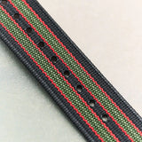 Premium Ribbed Fabric Watch Strap - Bond Green & Red