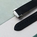 Stitched AquaFlex Rubber Deployant Strap - Black