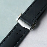 Stitched AquaFlex Rubber Deployant Strap - Black