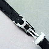 Stitched AquaFlex Rubber Deployant Strap - Black