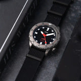 Premium Ribbed Fabric Watch Strap - Black PVD