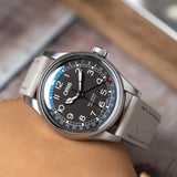 Embossed Crocodile Watch Strap - Light Grey