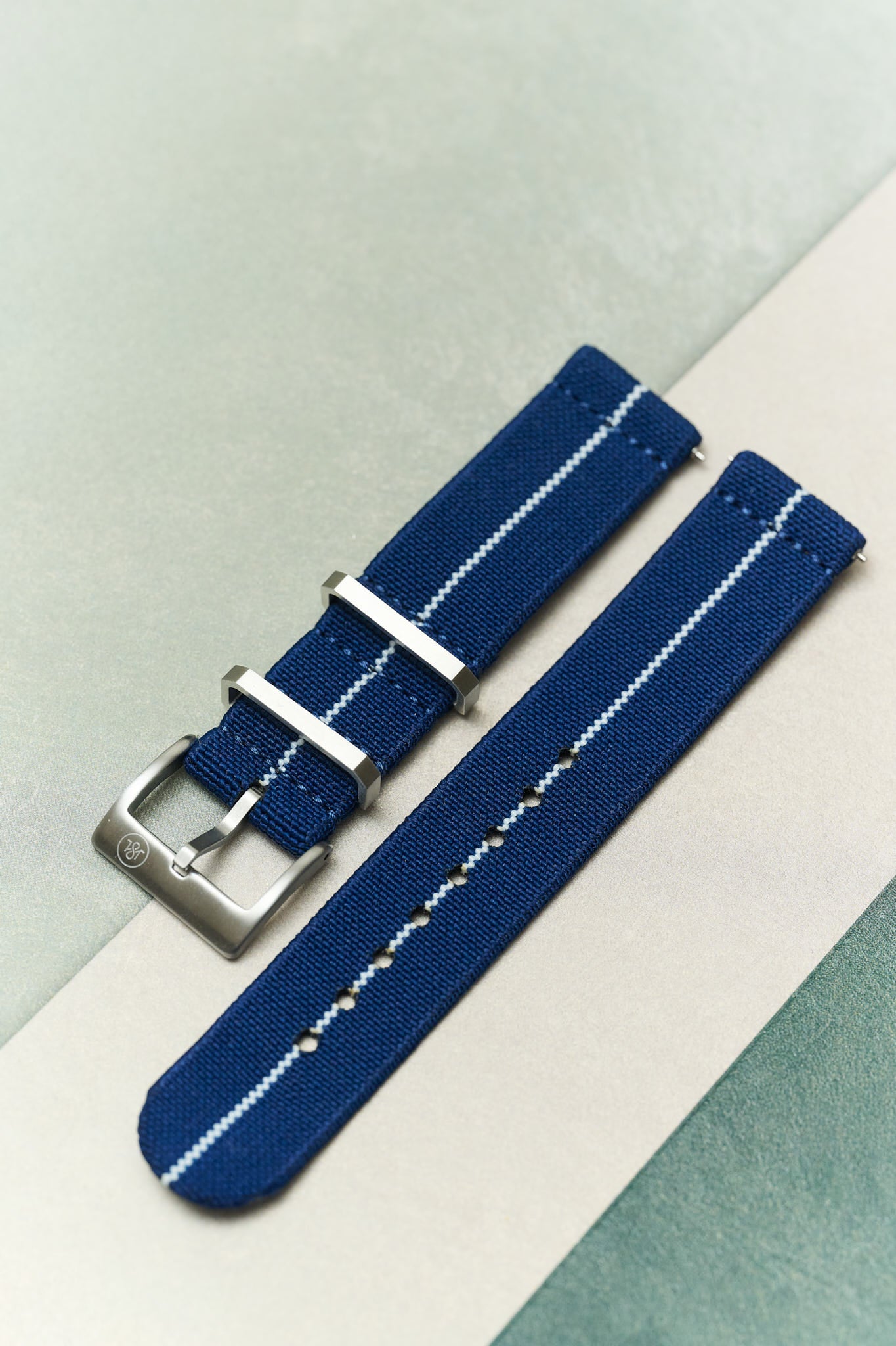 FieldFlex - Two Piece Nylon Strap, Navy & White - The Strap Tailor