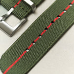 FieldFlex - Two Piece Nylon Strap, Olive & Red - The Strap Tailor