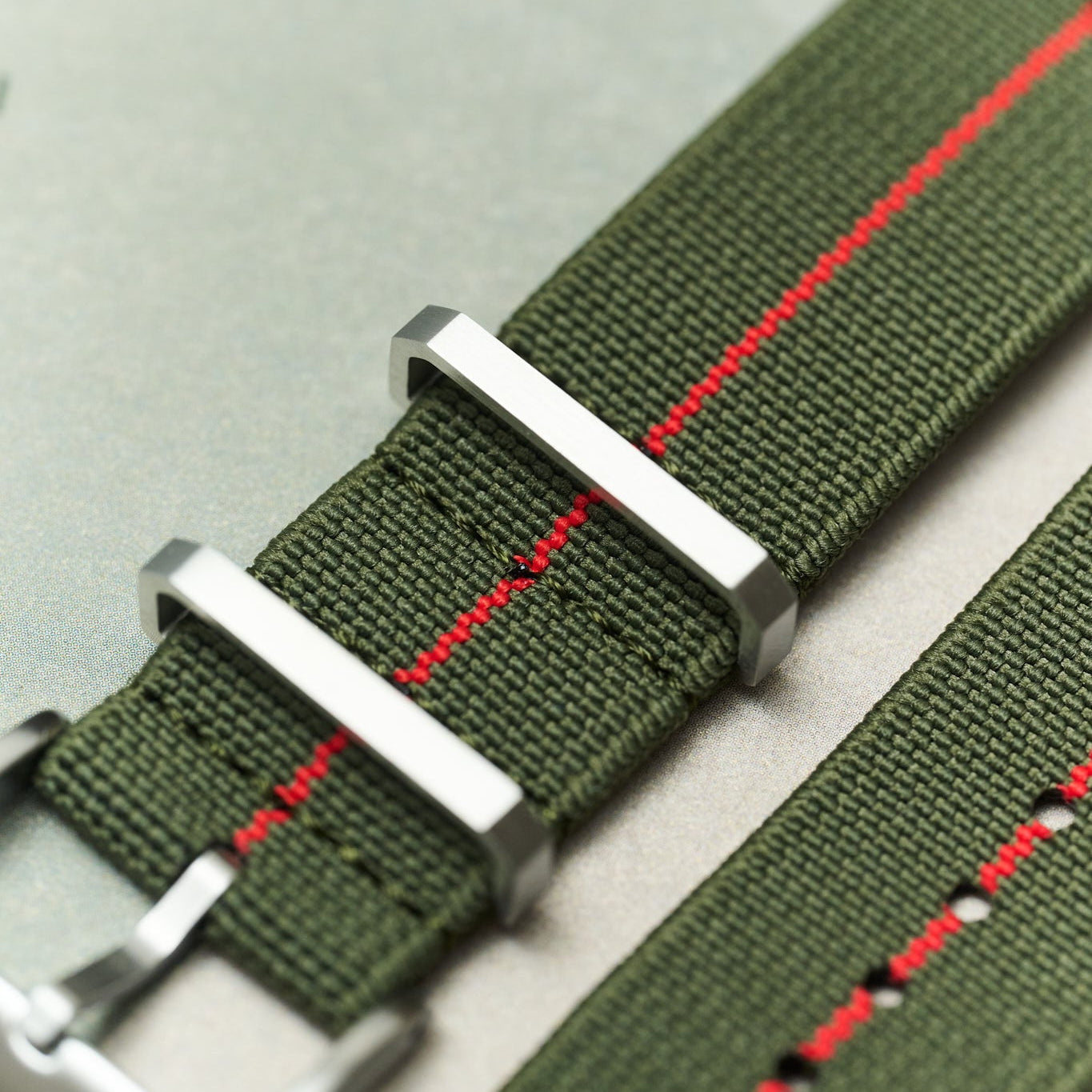 FieldFlex - Two Piece Nylon Strap, Olive & Red - The Strap Tailor