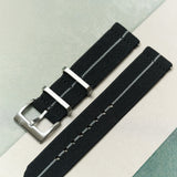 FieldFlex - Two Piece Nylon Strap, Black & Grey - The Strap Tailor