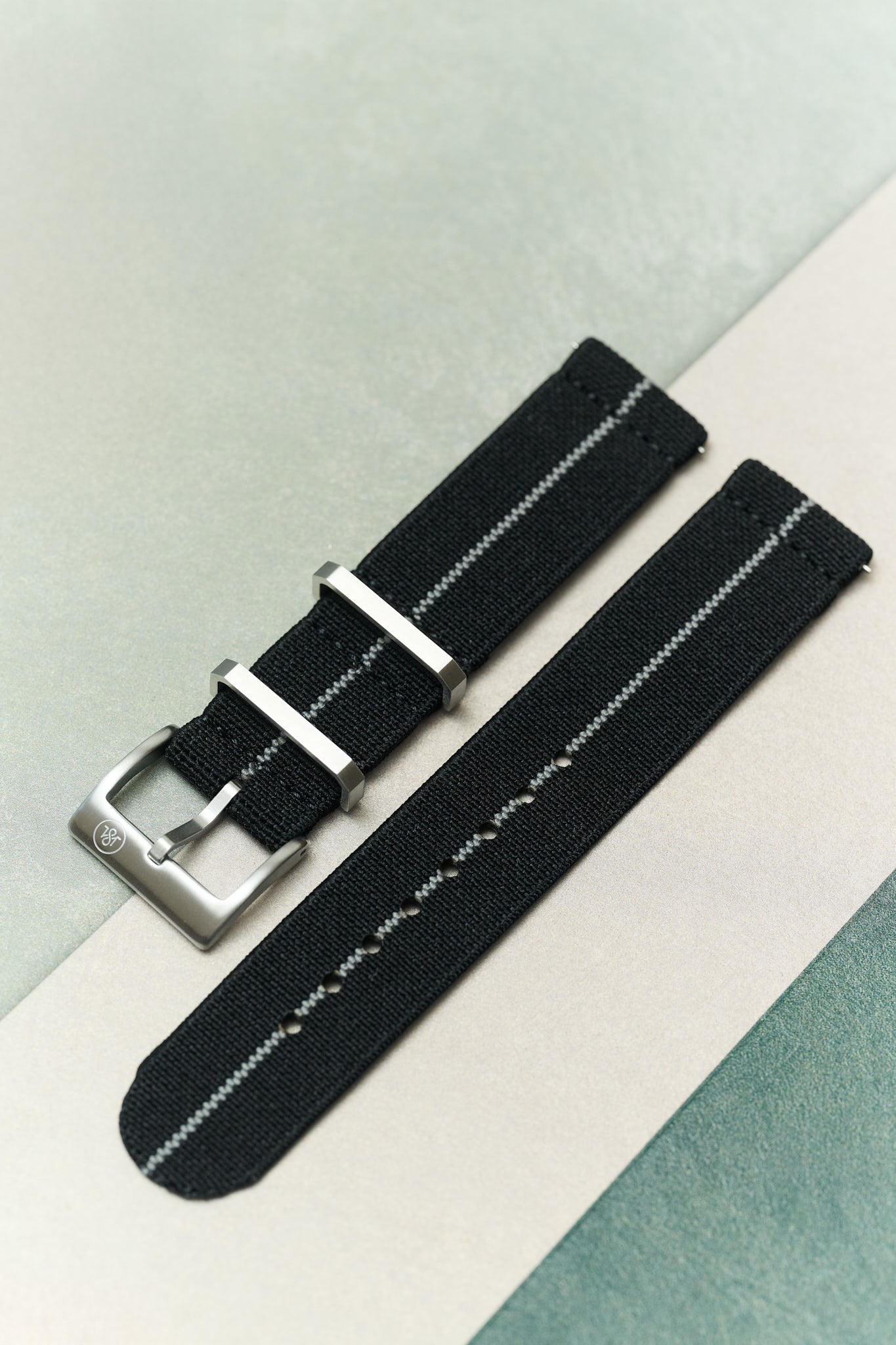 FieldFlex - Two Piece Nylon Strap, Black & Grey - The Strap Tailor