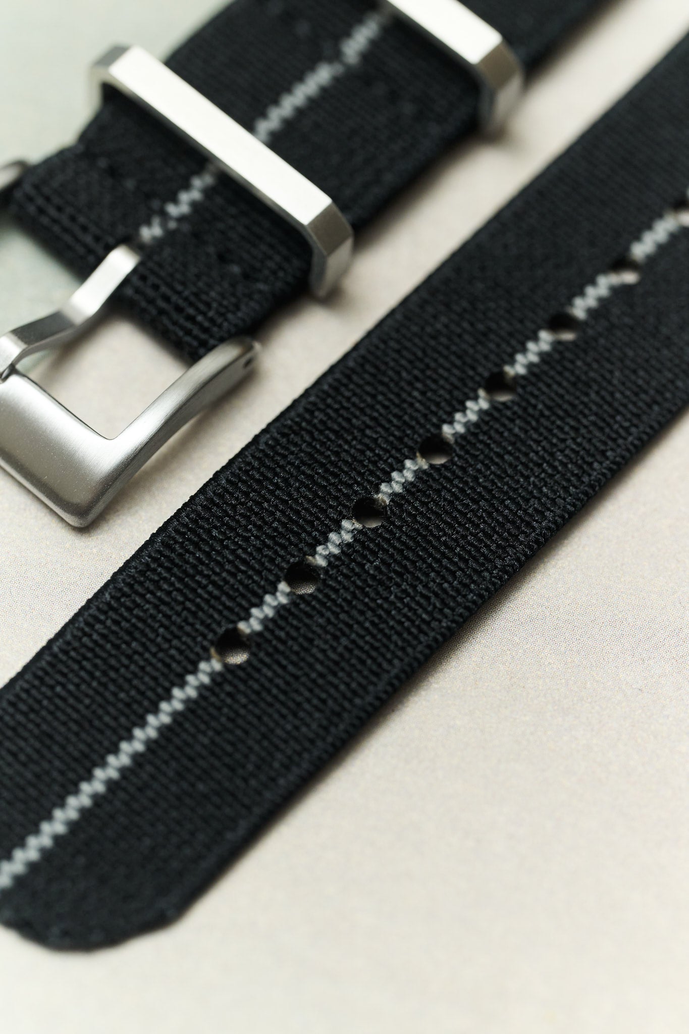 FieldFlex - Two Piece Nylon Strap, Black & Grey - The Strap Tailor