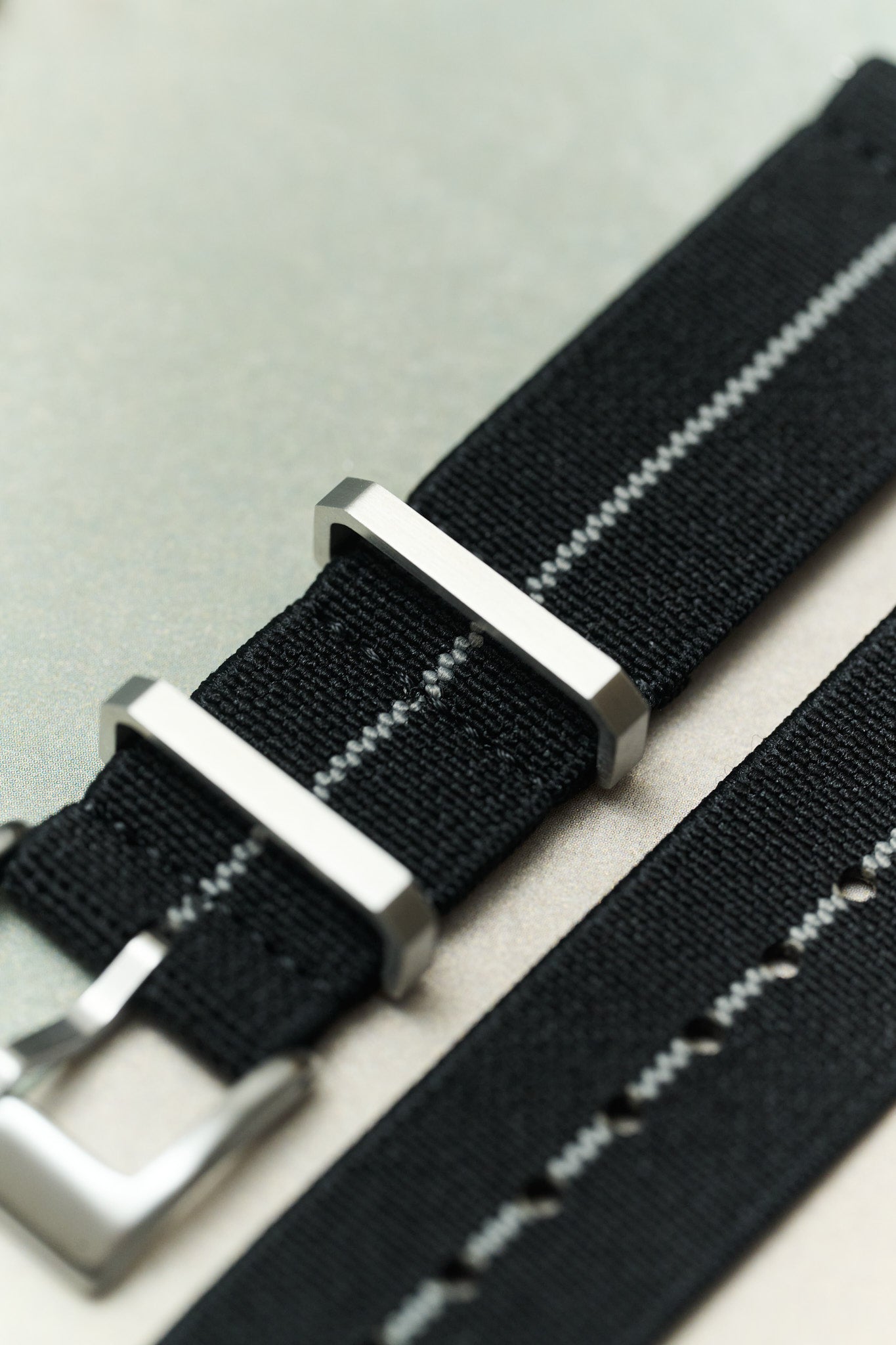 FieldFlex - Two Piece Nylon Strap, Black & Grey - The Strap Tailor
