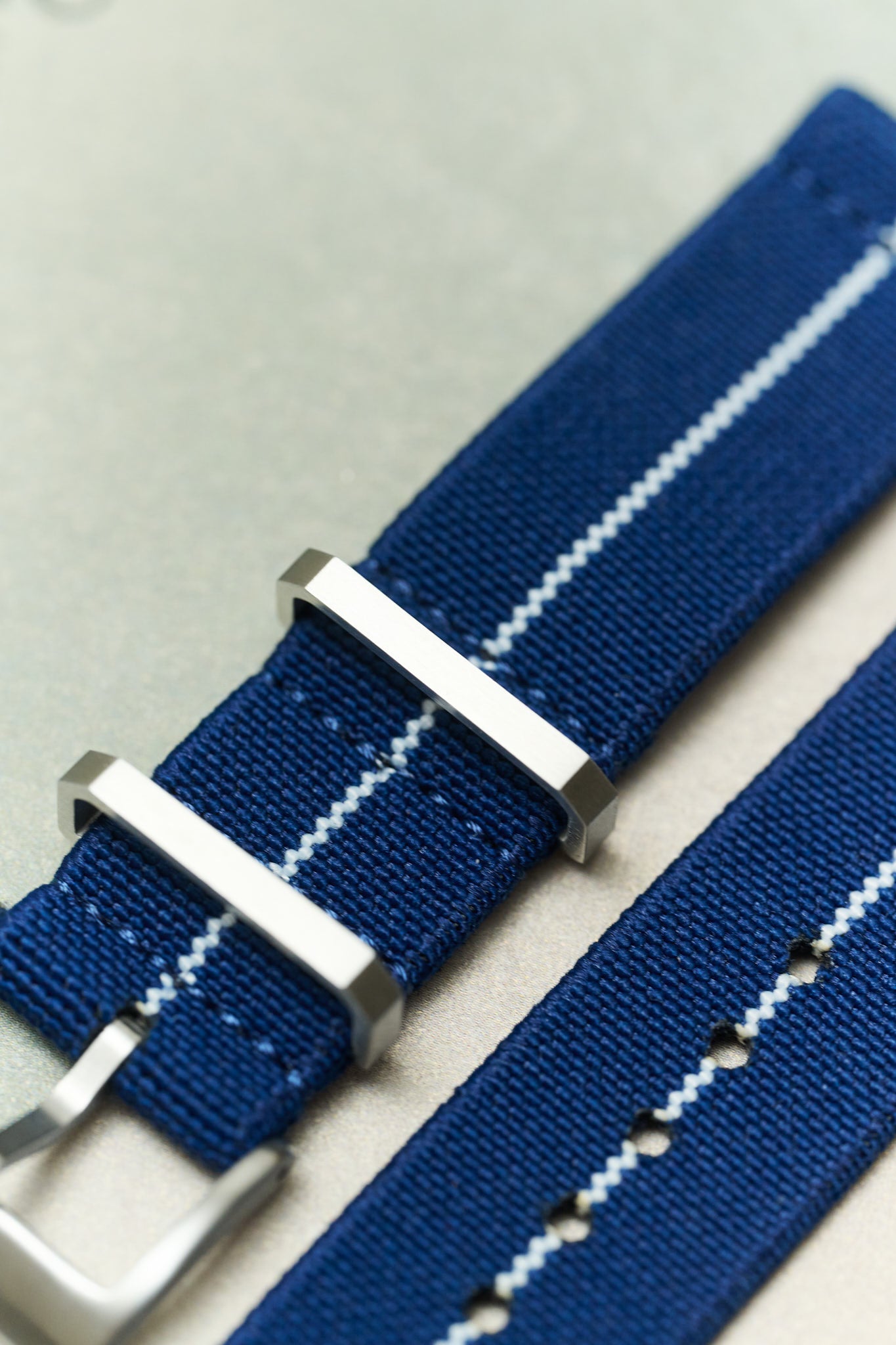FieldFlex - Two Piece Nylon Strap, Navy & White - The Strap Tailor