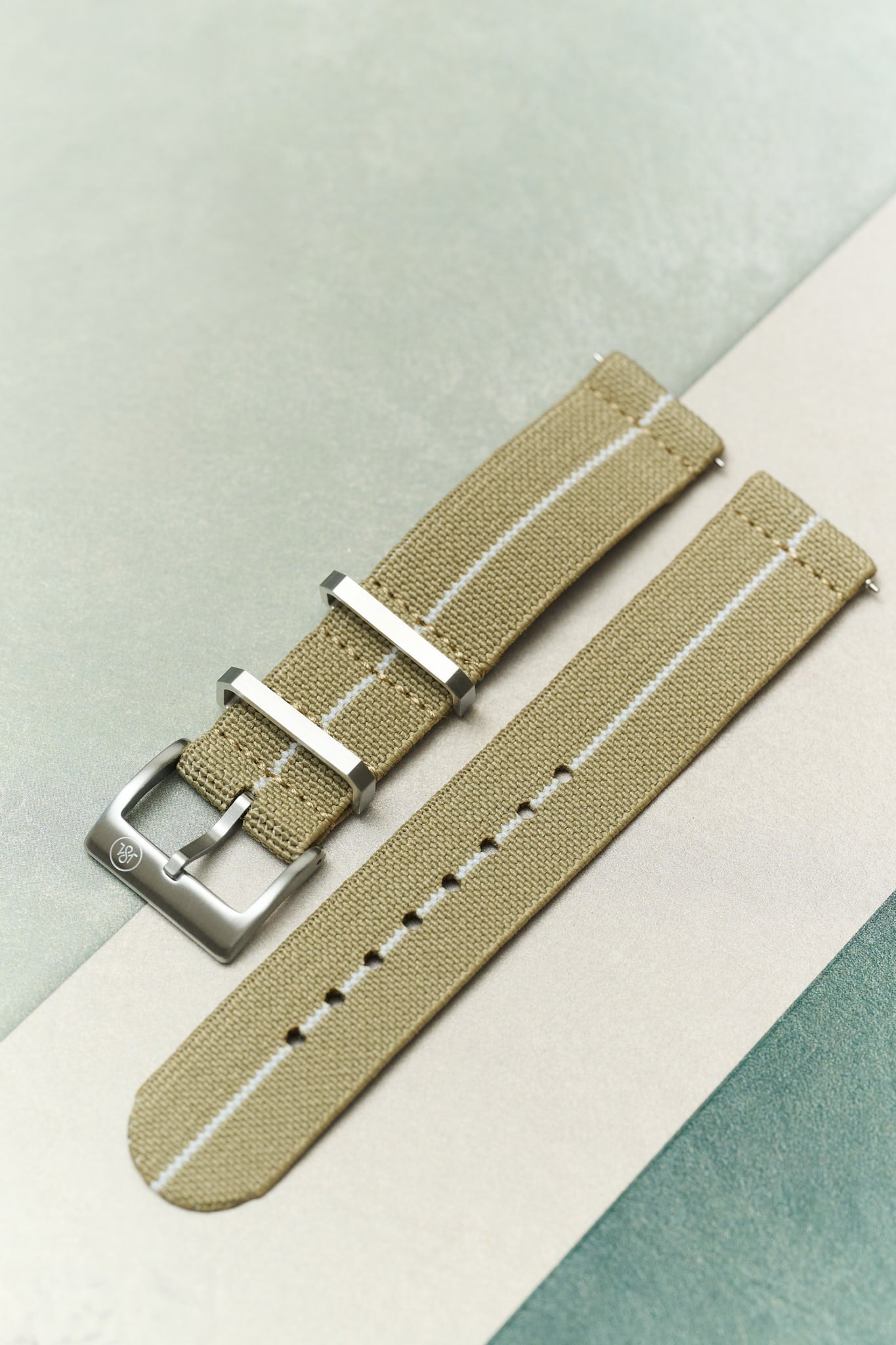 FieldFlex - Two Piece Nylon Strap, Sand & White - The Strap Tailor