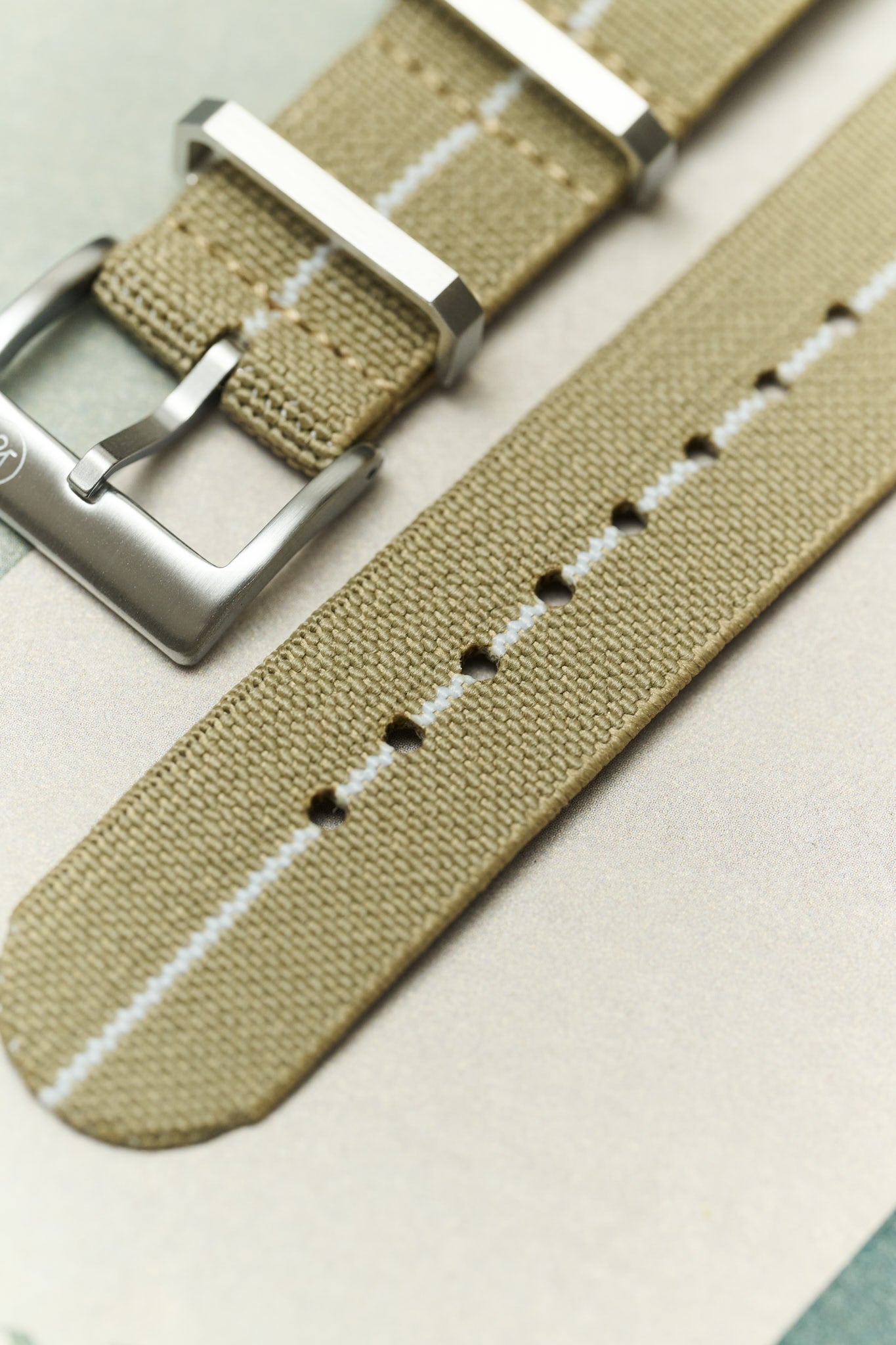 FieldFlex - Two Piece Nylon Strap, Sand & White - The Strap Tailor