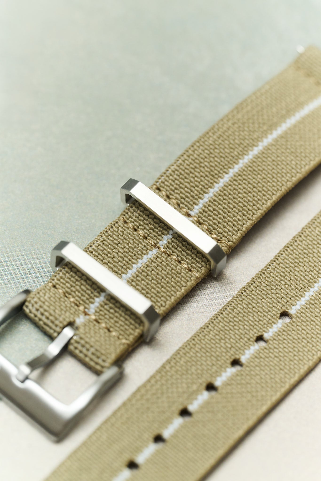 FieldFlex - Two Piece Nylon Strap, Sand & White - The Strap Tailor