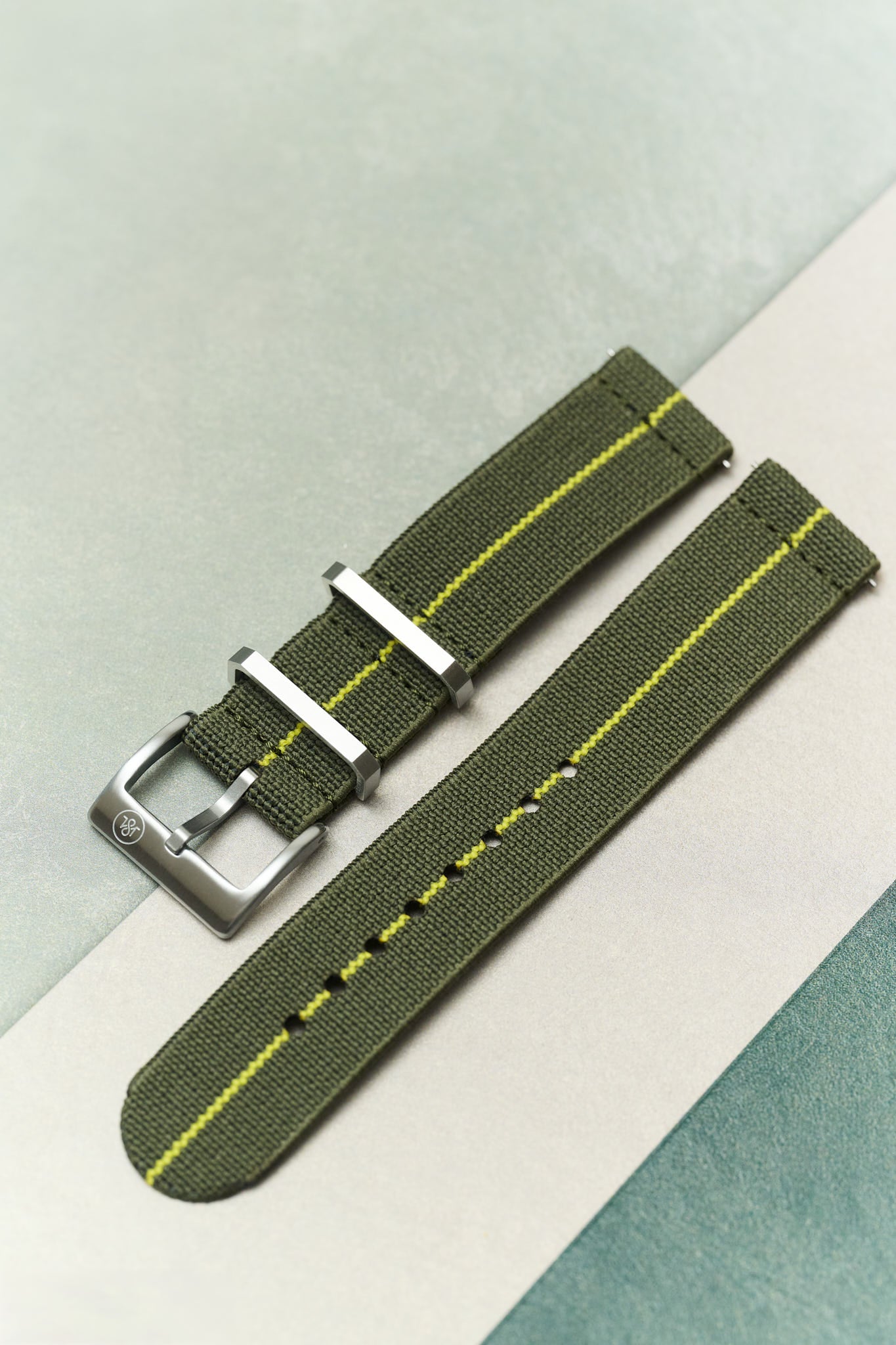 FieldFlex - Two Piece Nylon Strap, Olive & Yellow - The Strap Tailor