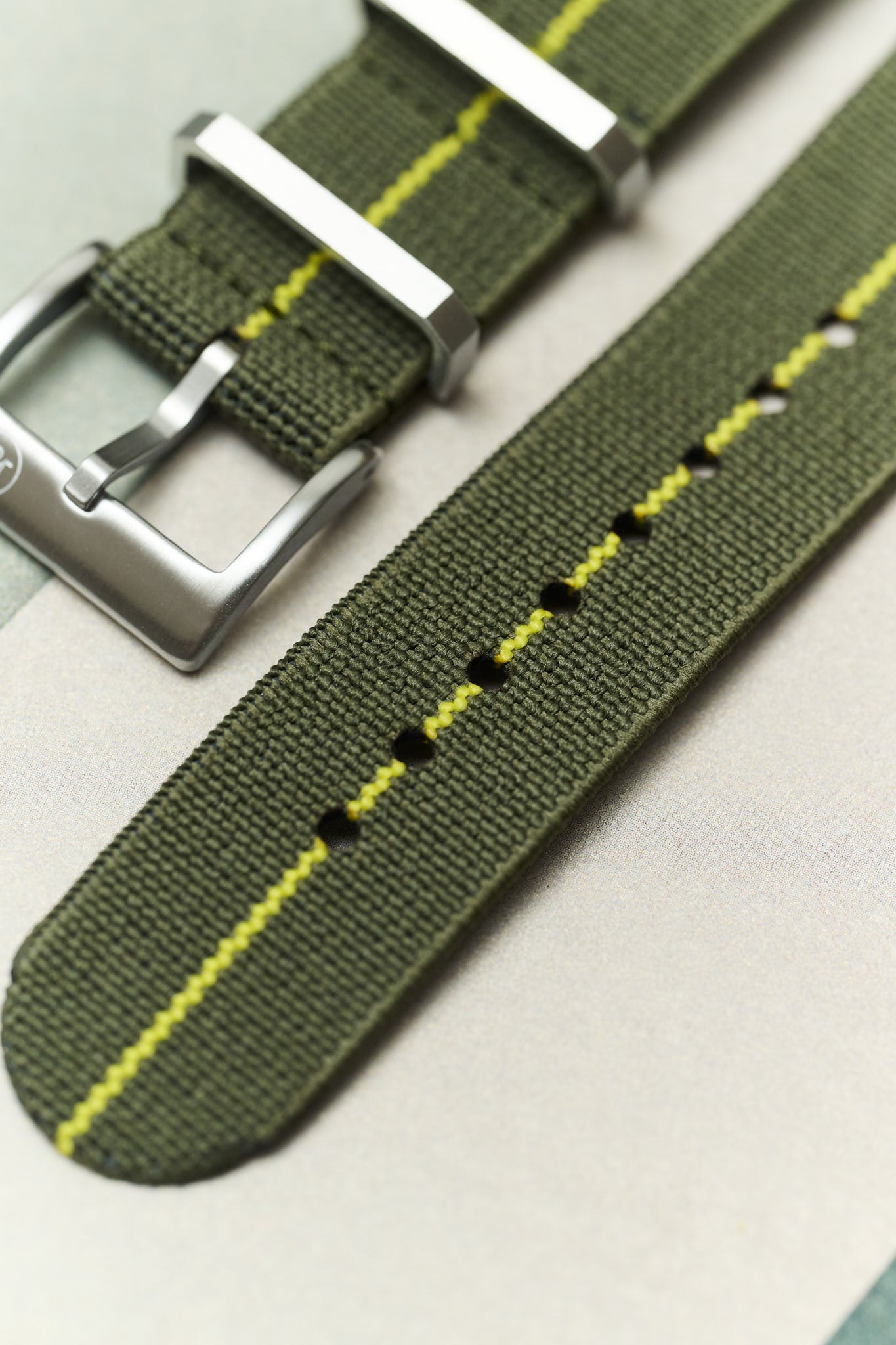 FieldFlex - Two Piece Nylon Strap, Olive & Yellow - The Strap Tailor