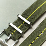 FieldFlex - Two Piece Nylon Strap, Olive & Yellow - The Strap Tailor
