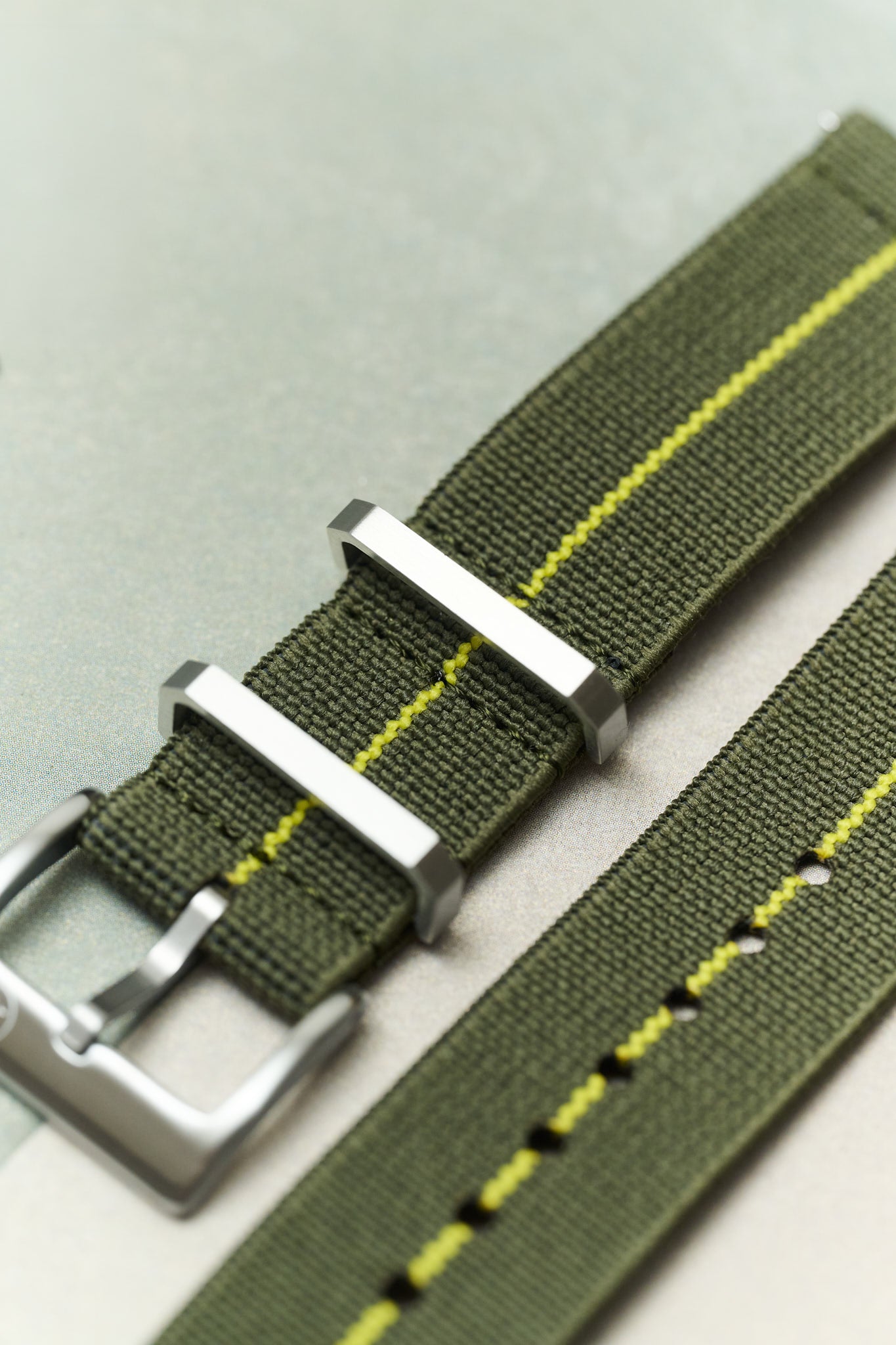 FieldFlex - Two Piece Nylon Strap, Olive & Yellow - The Strap Tailor