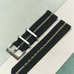 FieldFlex - Two Piece Nylon Strap, Black & Khaki - The Strap Tailor