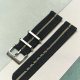 FieldFlex - Two Piece Nylon Strap, Black & Khaki - The Strap Tailor