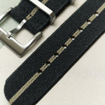 FieldFlex - Two Piece Nylon Strap, Black & Khaki - The Strap Tailor