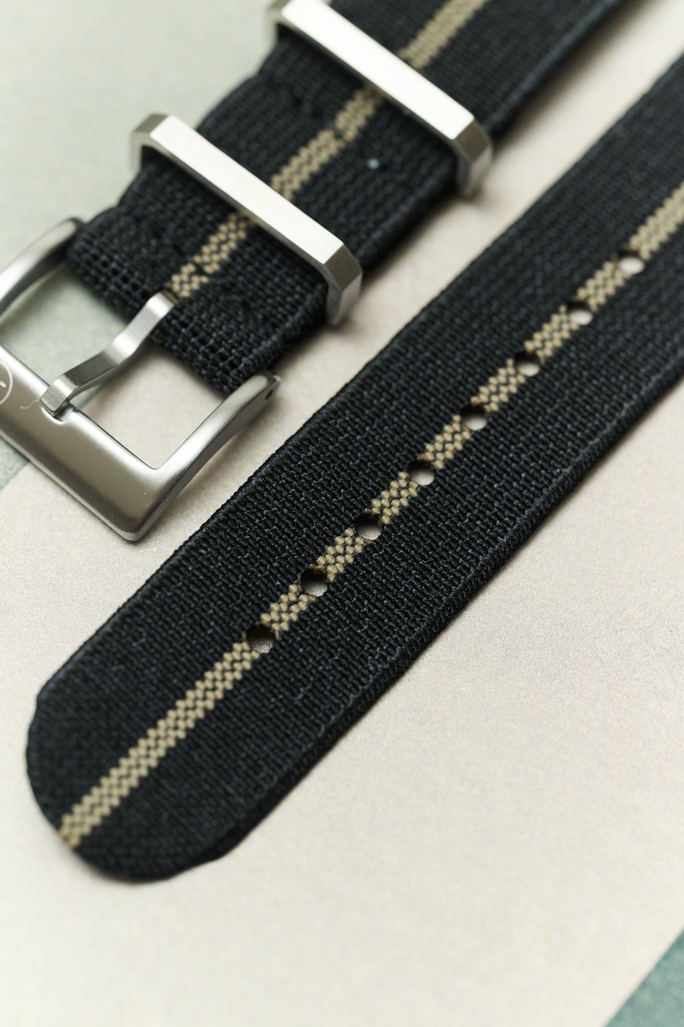 FieldFlex - Two Piece Nylon Strap, Black & Khaki - The Strap Tailor