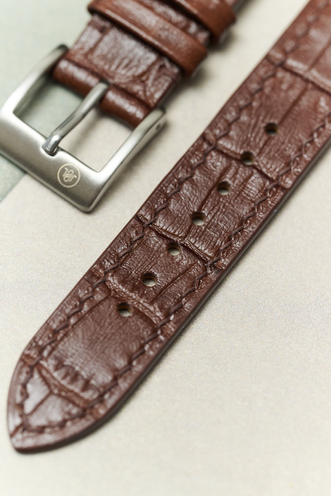 Embossed Crocodile Watch Strap - Brown - RTW - The Strap Tailor