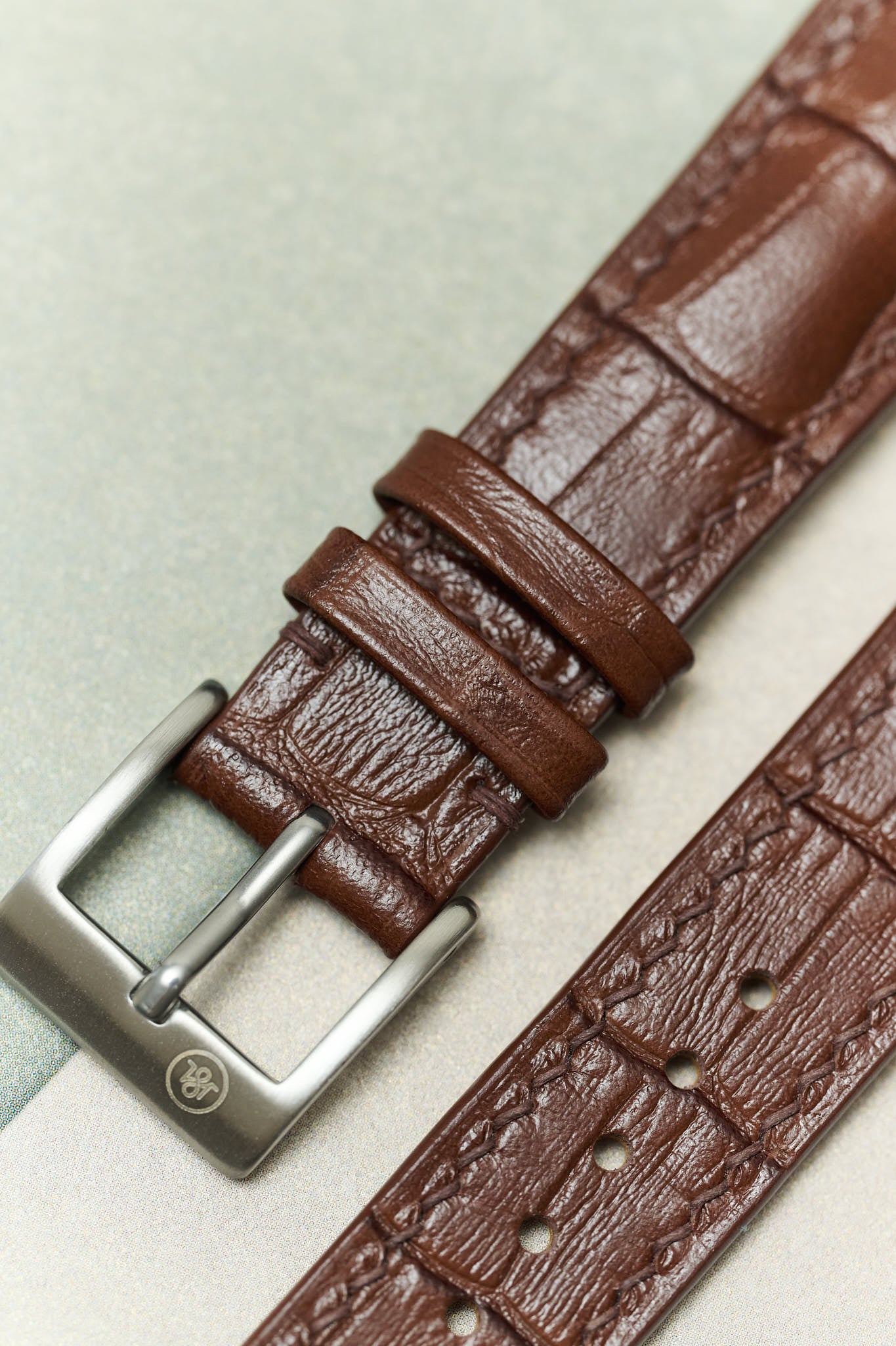 Embossed Crocodile Watch Strap - Brown - RTW - The Strap Tailor