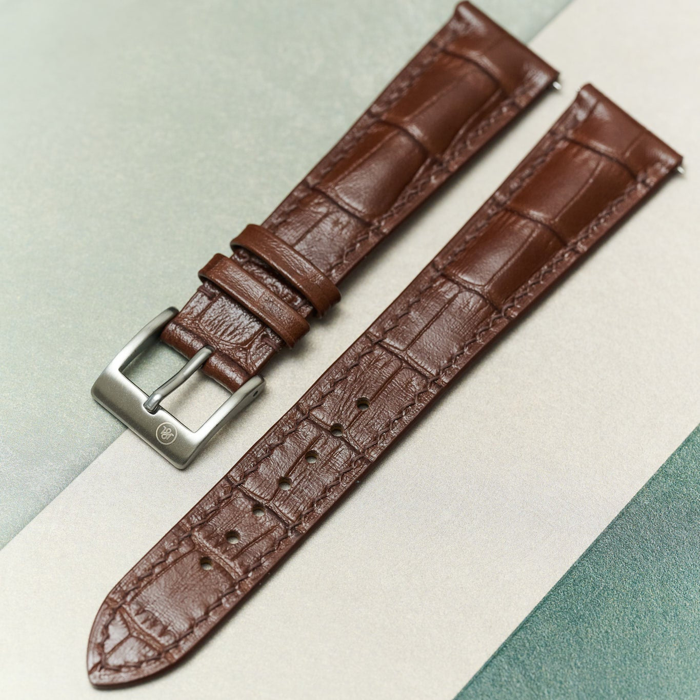 Embossed Crocodile Watch Strap - Brown - RTW - The Strap Tailor