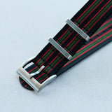 Premium Ribbed Fabric Watch Strap - Bond Green & Red