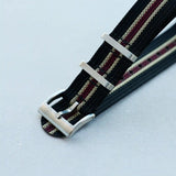 Premium Ribbed Fabric Watch Strap - Black, Khaki & Burgundy