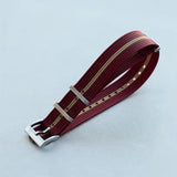 Premium Ribbed Fabric Watch Strap - Burgundy & Khaki