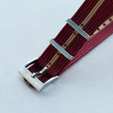 Premium Ribbed Fabric Watch Strap - Burgundy & Khaki
