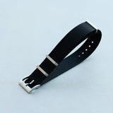 Premium Ribbed Fabric Watch Strap - Black