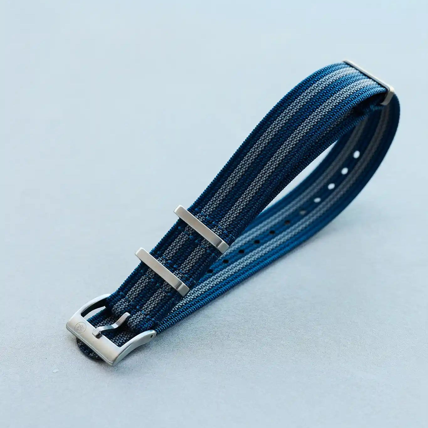 Premium Ribbed Fabric Watch Strap - Navy & Blue Bond - The Strap Tailor