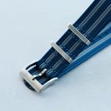 Premium Ribbed Fabric Watch Strap - Navy & Blue Bond