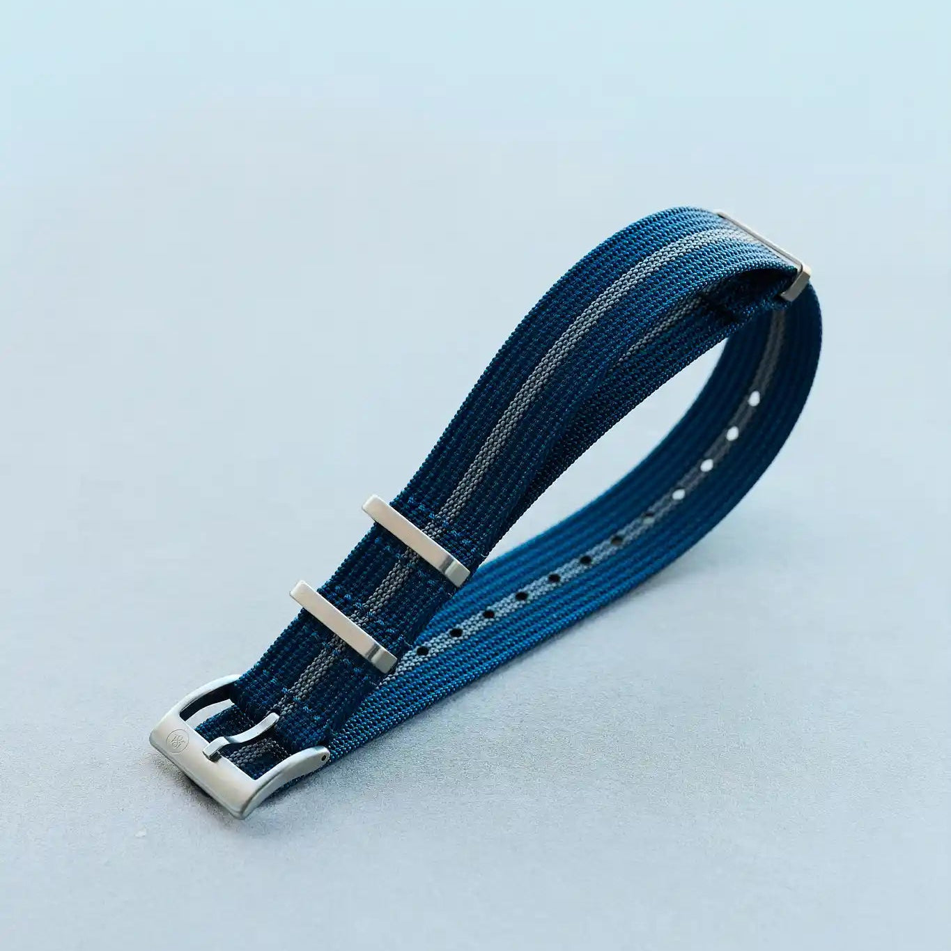 Premium Ribbed Fabric Watch Strap - Navy & Blue Pinstripe - The Strap Tailor